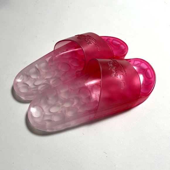 NWOB COACH Ulyssa Transparent Slide Pink Ombre Flats Rubber Pool C3068 - Picture 4 of 8